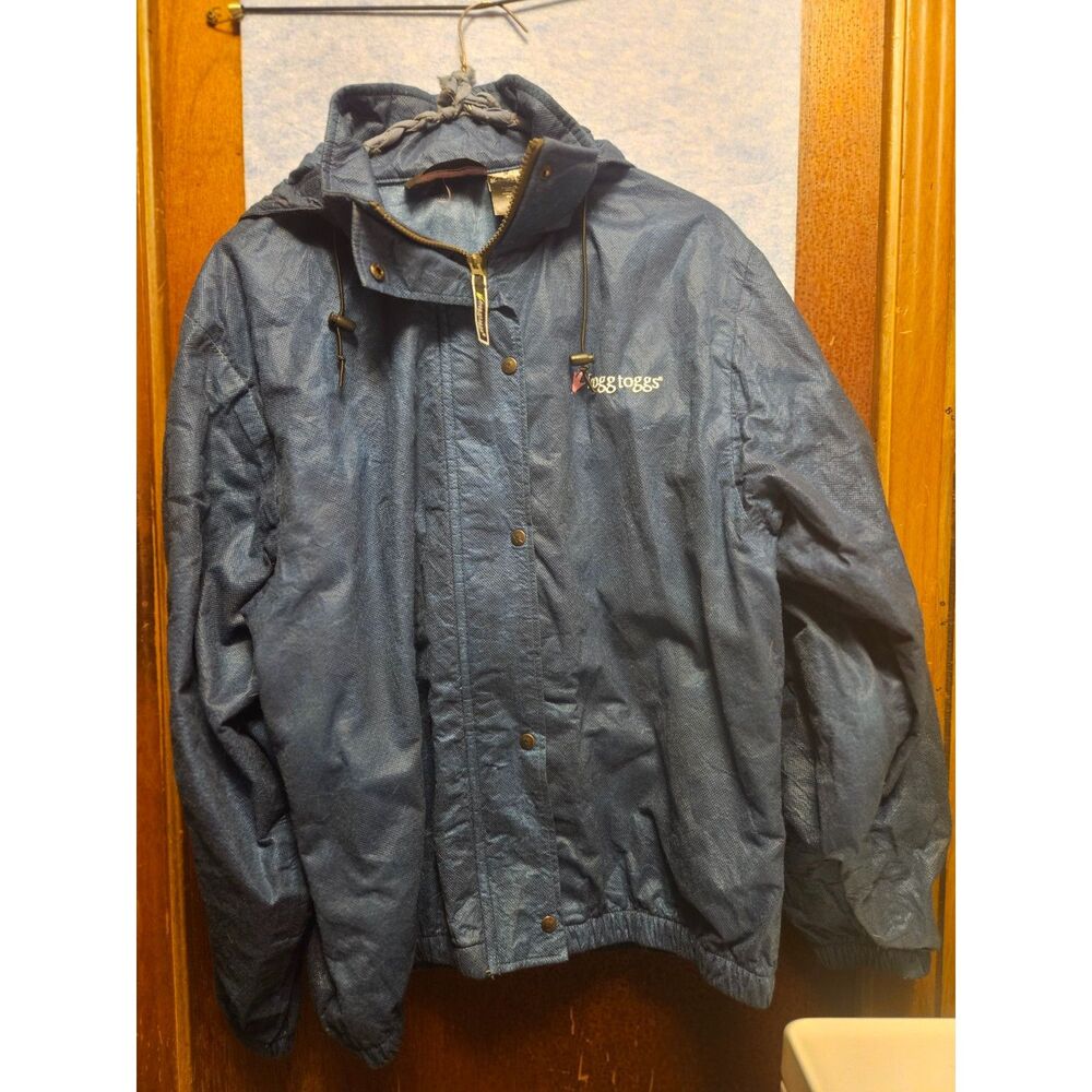 Frogg Toggs Mens Blue Camo Hooded Rain Jacket Size S/M Waterproof Shell